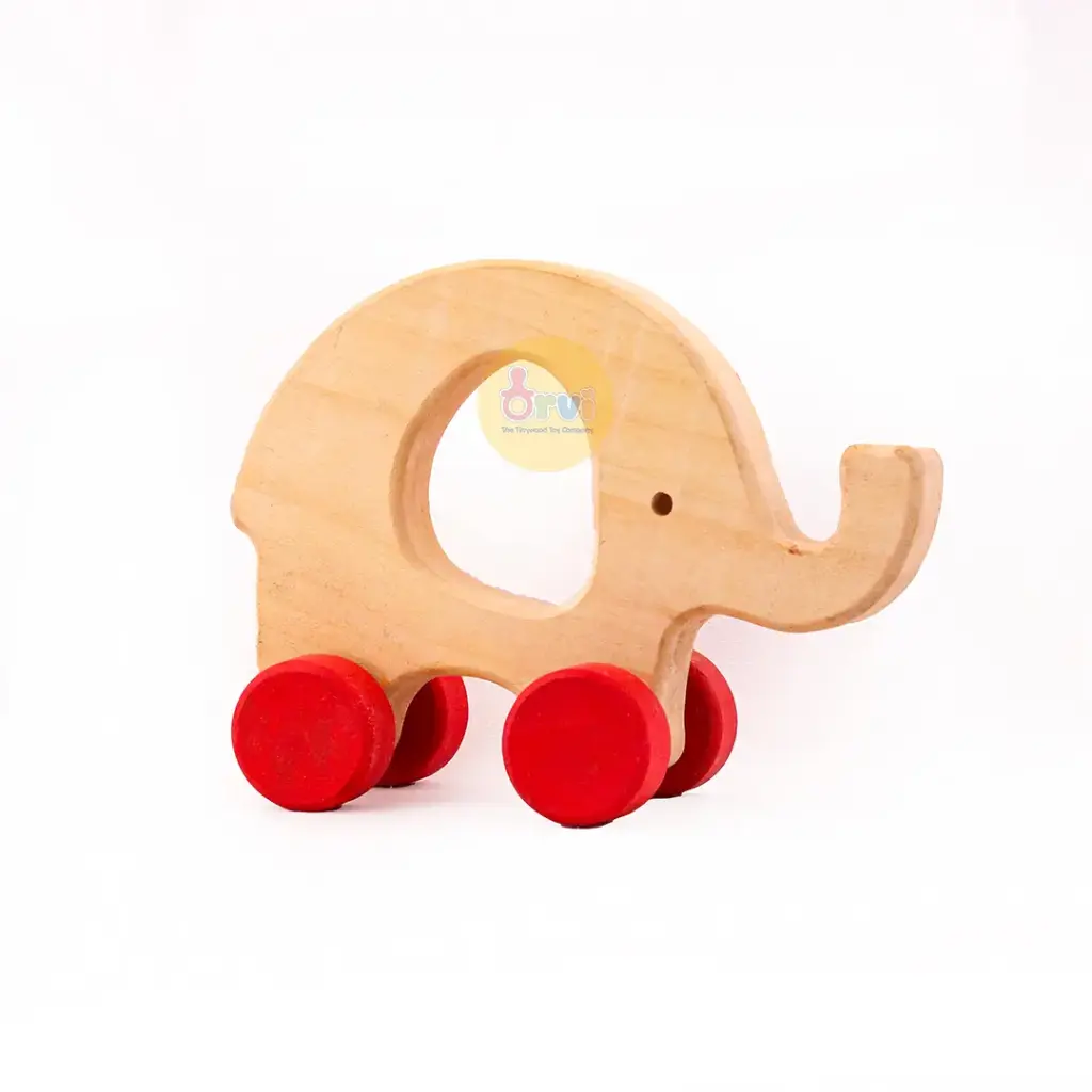 Wooden Elephant Push and Pull Toddler Toy