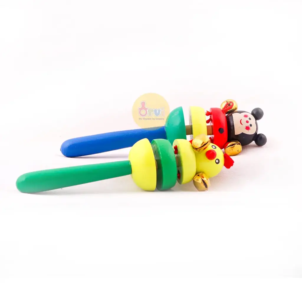 Wooden Cute Animal Handheld Baby Rattles – Shaking Toy Bells Noise Maker | Wooden Jhunjhun