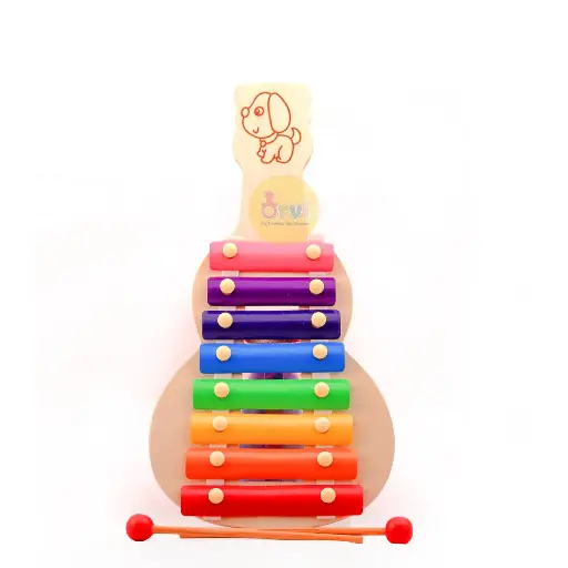 Handicraft Guitar Xylophone for Kids – 8 Tones Wooden Musical Toy with Safe Mallets - Big Size