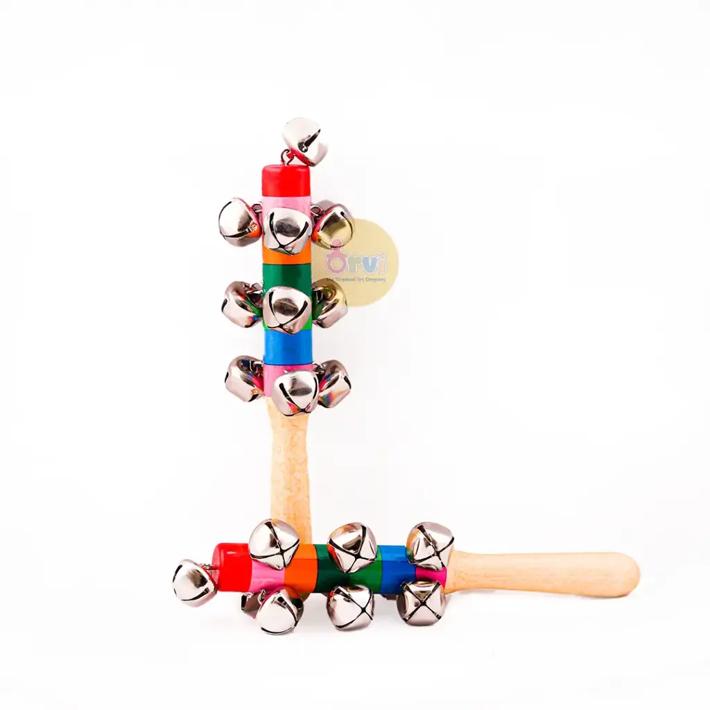 Wooden Multicolor Musical Instrument Jingle Bell for Babies, For Baby Rattle |Jhunjuna