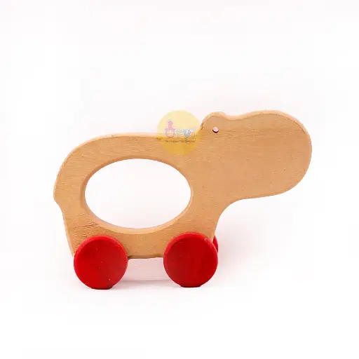 Wooden Hippo Push and Pull Toddler Toy – Made from Neem Tree