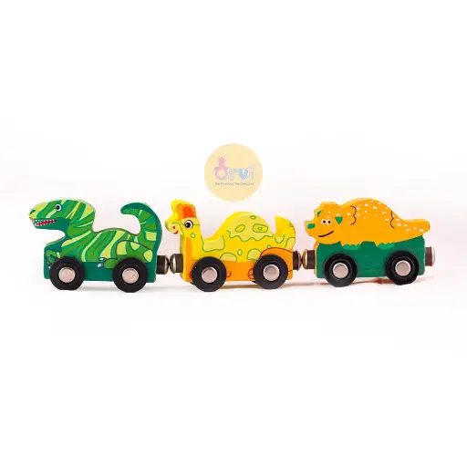 Wooden Dinosaur Shape Magnetic Train  3 Pieces