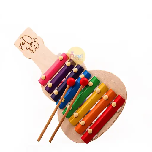 Handicraft Guitar Xylophone for Kids – 8 Tones Wooden Musical Toy with Safe Mallets Small size